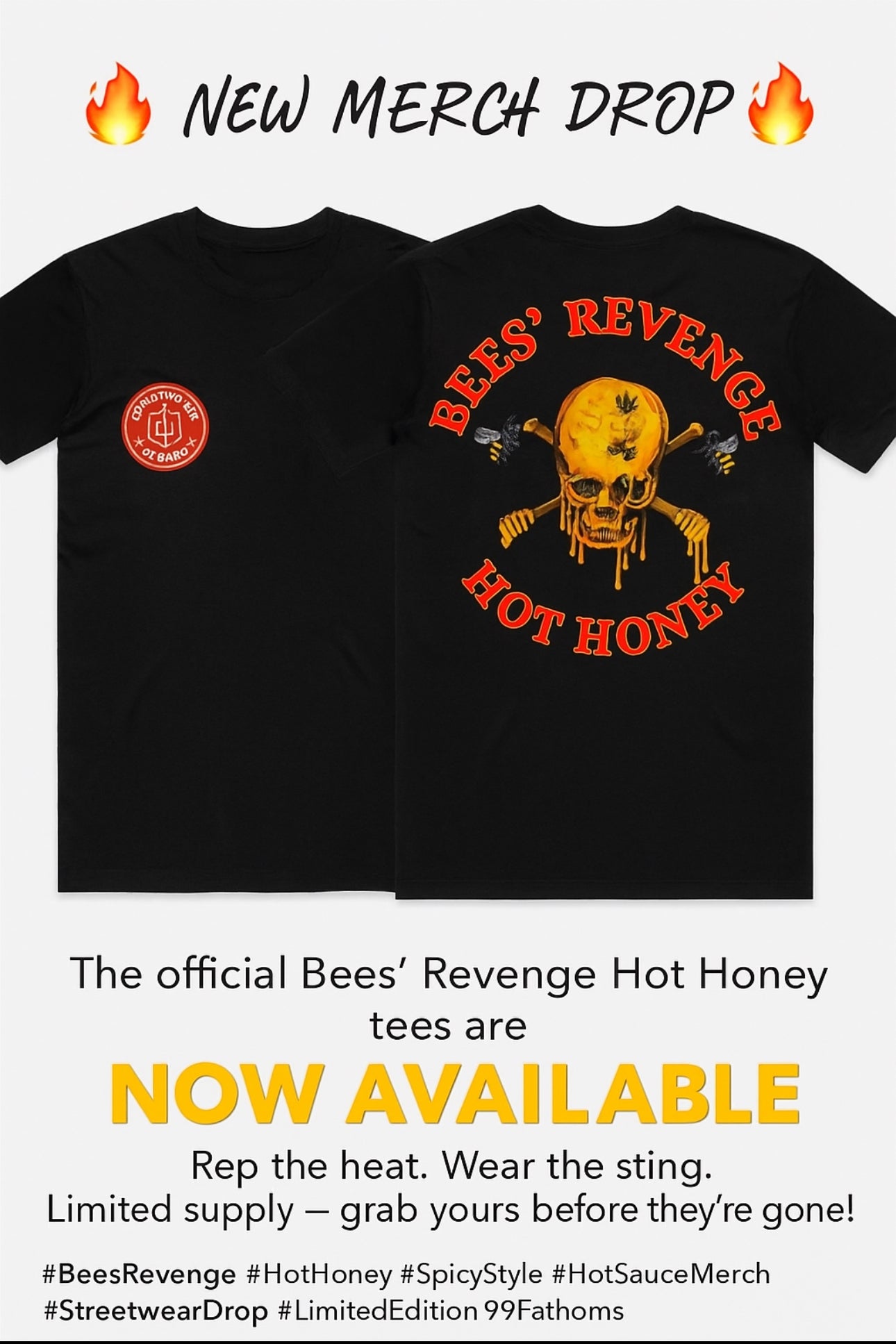Bee’s Revenge Hot Honey tshirts